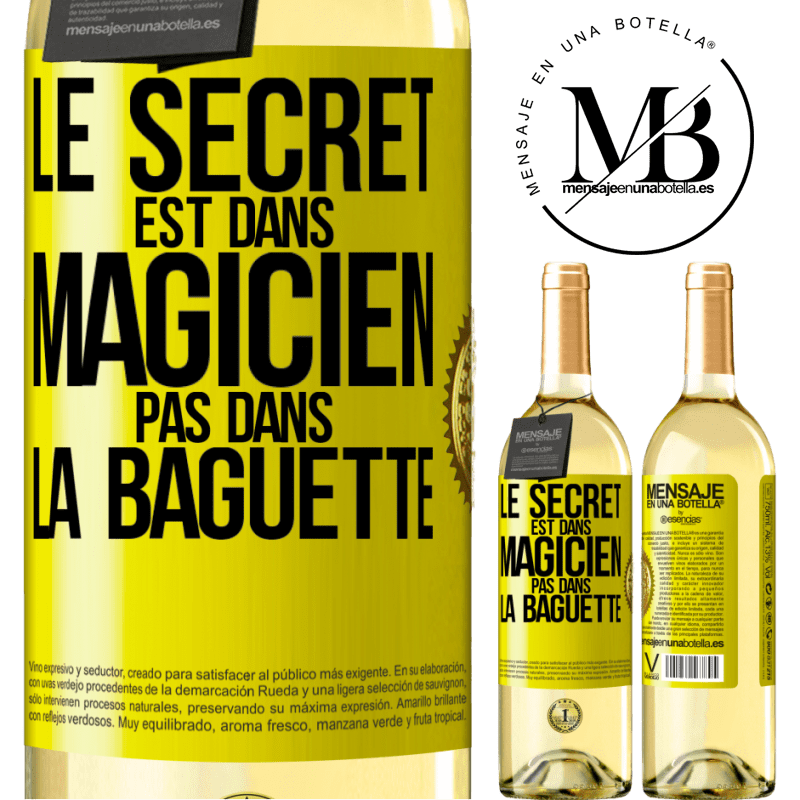 29,95 € Envoi gratuit | Vin blanc Édition WHITE Le secret est dans magicien pas dans la baguette Étiquette Jaune. Étiquette personnalisable Vin jeune Récolte 2024 Verdejo