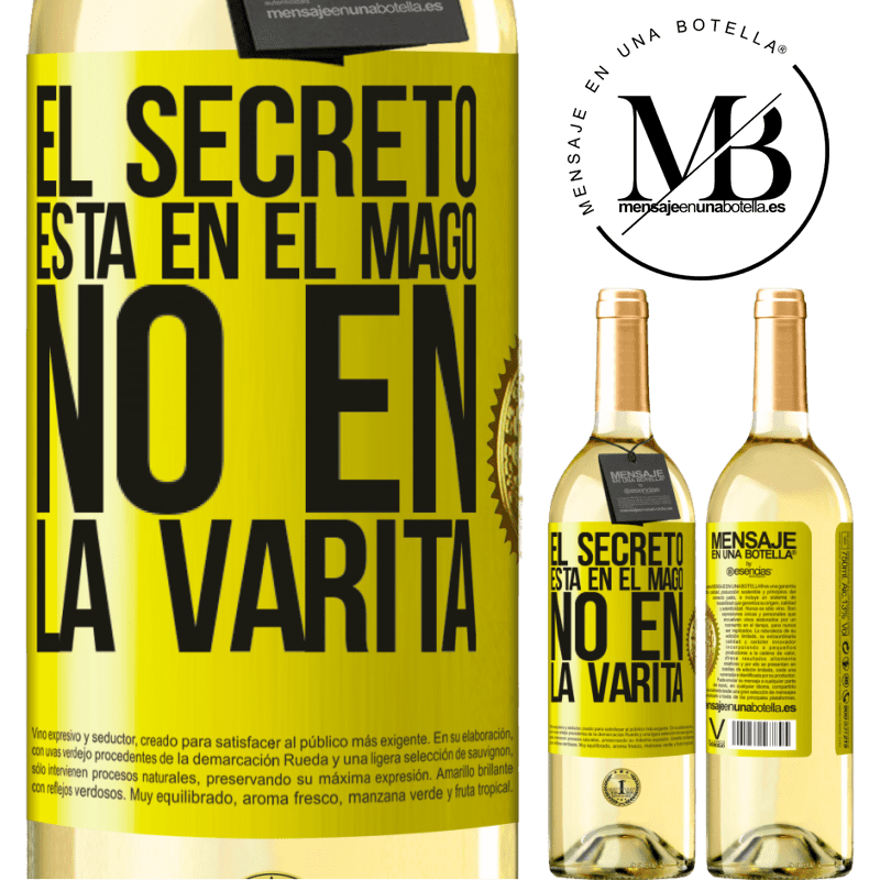 29,95 € Envío gratis | Vino Blanco Edición WHITE El secreto está en el mago, no en la varita Etiqueta Amarilla. Etiqueta personalizable Vino joven Cosecha 2023 Verdejo