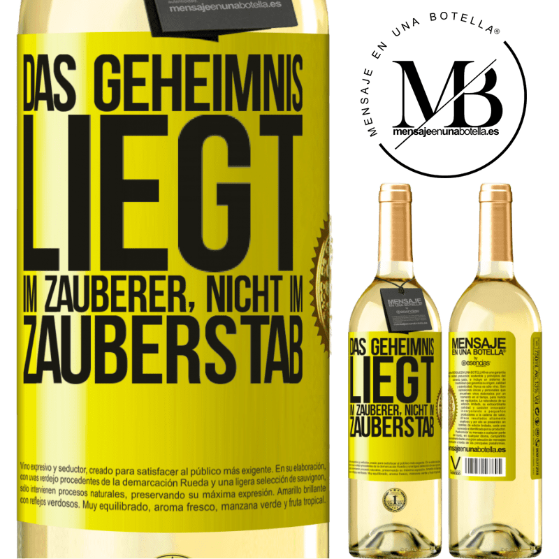 29,95 € Kostenloser Versand | Weißwein WHITE Ausgabe Das Geheimnis liegt im Zauberer, nicht im Zauberstab Gelbes Etikett. Anpassbares Etikett Junger Wein Ernte 2025 Verdejo