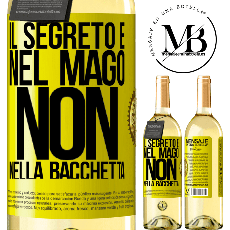 29,95 € Spedizione Gratuita | Vino bianco Edizione WHITE Il segreto è nel mago, non nella bacchetta Etichetta Gialla. Etichetta personalizzabile Vino giovane Raccogliere 2024 Verdejo