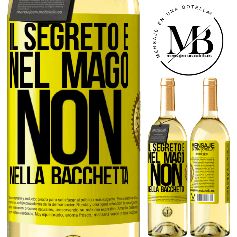 29,95 € Spedizione Gratuita | Vino bianco Edizione WHITE Il segreto è nel mago, non nella bacchetta Etichetta Gialla. Etichetta personalizzabile Vino giovane Raccogliere 2025 Verdejo