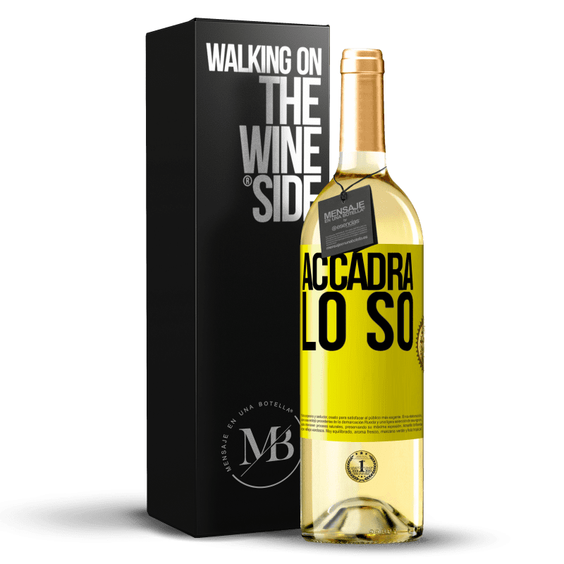 29,95 € Spedizione Gratuita | Vino bianco Edizione WHITE Accadrà ... lo so Etichetta Gialla. Etichetta personalizzabile Vino giovane Raccogliere 2025 Verdejo