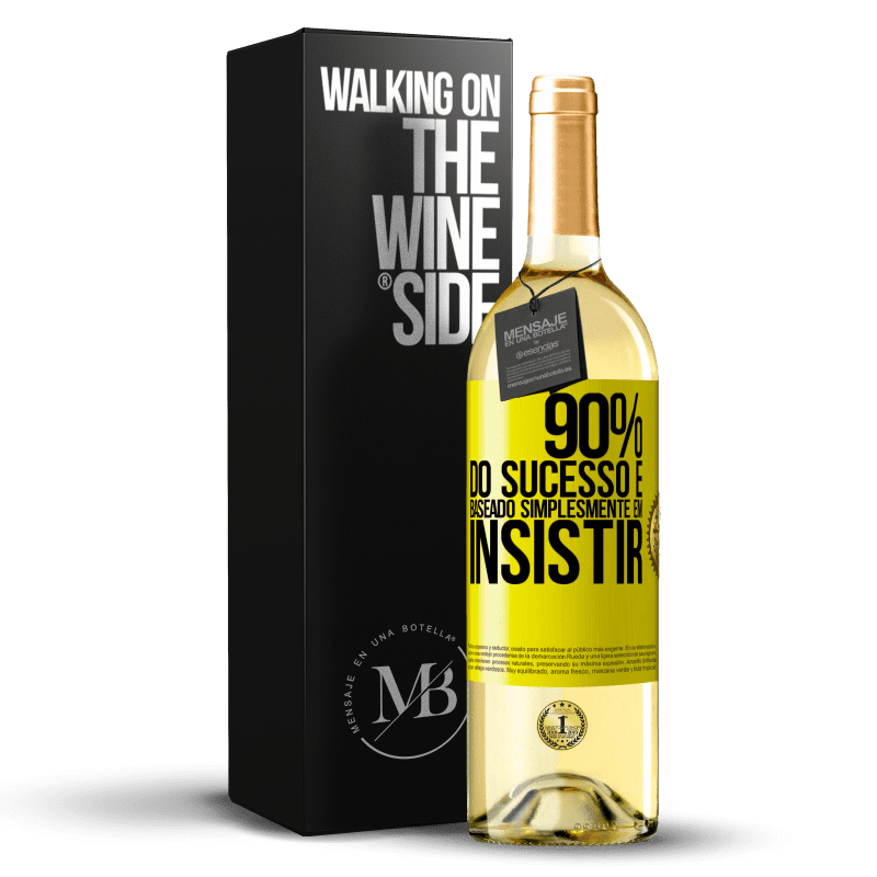 29,95 € Envio grátis | Vinho branco Edição WHITE 90% do sucesso é baseado simplesmente em insistir Etiqueta Amarela. Etiqueta personalizável Vinho jovem Colheita 2023 Verdejo