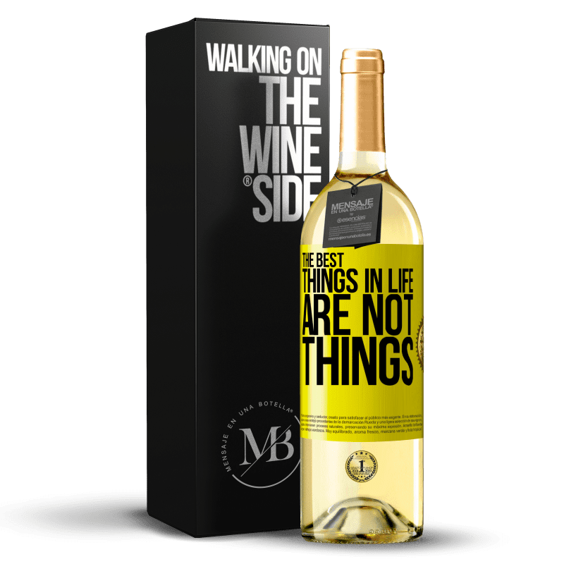 29,95 € Бесплатная доставка | Белое вино Издание WHITE Лучшие вещи в жизни не вещи Желтая этикетка. Настраиваемая этикетка Молодое вино Урожай 2023 Verdejo