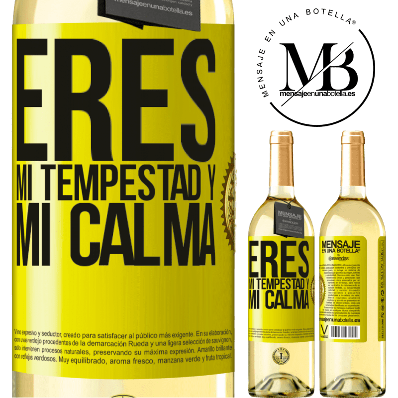 29,95 € Envío gratis | Vino Blanco Edición WHITE Eres mi tempestad y mi calma Etiqueta Amarilla. Etiqueta personalizable Vino joven Cosecha 2023 Verdejo