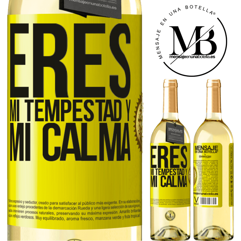 29,95 € Envío gratis | Vino Blanco Edición WHITE Eres mi tempestad y mi calma Etiqueta Amarilla. Etiqueta personalizable Vino joven Cosecha 2025 Verdejo