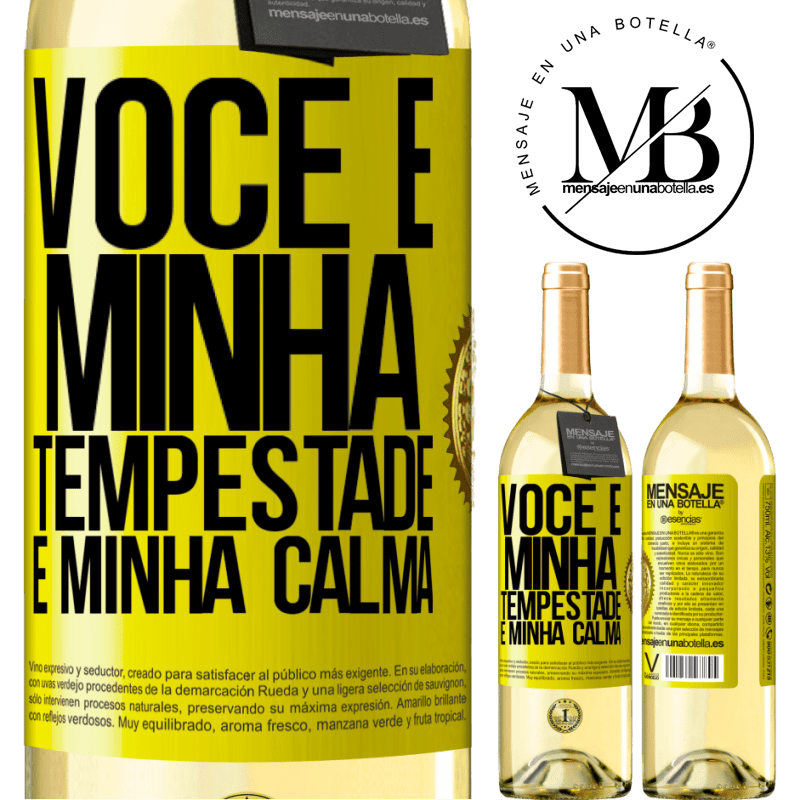 29,95 € Envio grátis | Vinho branco Edição WHITE Você é minha tempestade e minha calma Etiqueta Amarela. Etiqueta personalizável Vinho jovem Colheita 2023 Verdejo