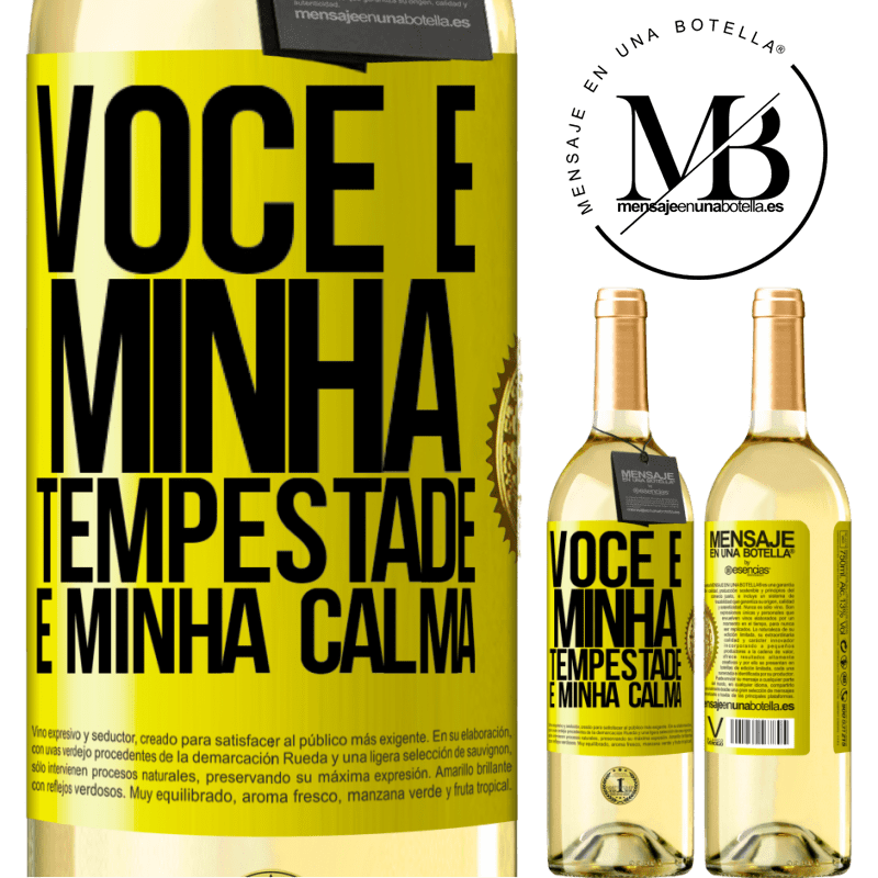 29,95 € Envio grátis | Vinho branco Edição WHITE Você é minha tempestade e minha calma Etiqueta Amarela. Etiqueta personalizável Vinho jovem Colheita 2025 Verdejo