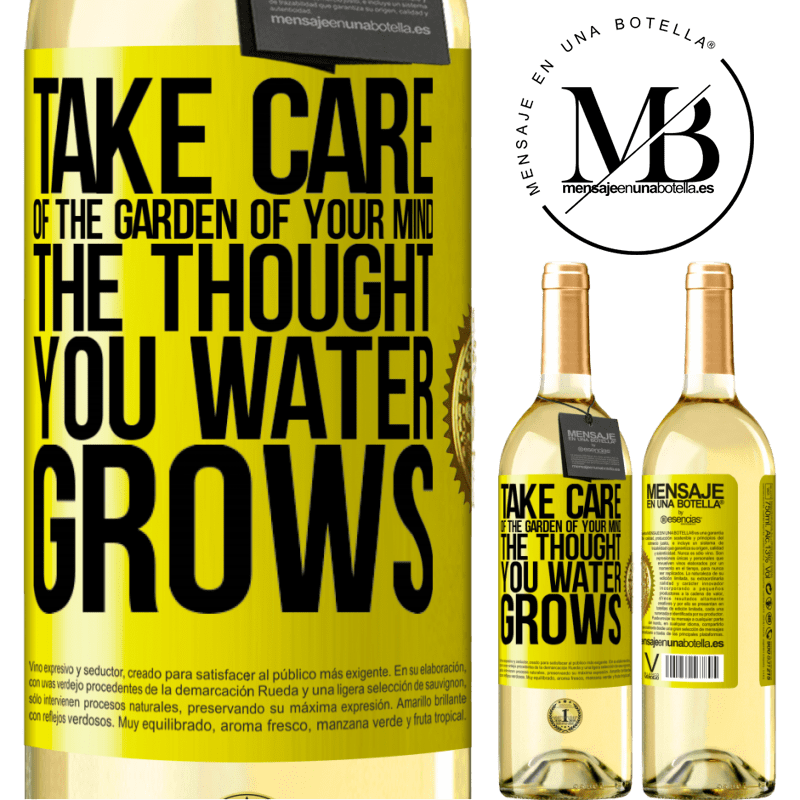 29,95 € Free Shipping | White Wine WHITE Edition Take care of the garden of your mind. The thought you water grows Yellow Label. Customizable label Young wine Harvest 2022 Verdejo