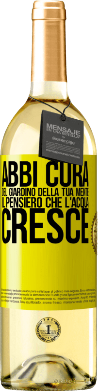 29,95 € | Vino bianco Edizione WHITE Abbi cura del giardino della tua mente. Il pensiero che l'acqua cresce Etichetta Gialla. Etichetta personalizzabile Vino giovane Raccogliere 2024 Verdejo