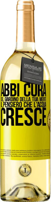 29,95 € | Vino bianco Edizione WHITE Abbi cura del giardino della tua mente. Il pensiero che l'acqua cresce Etichetta Gialla. Etichetta personalizzabile Vino giovane Raccogliere 2025 Verdejo