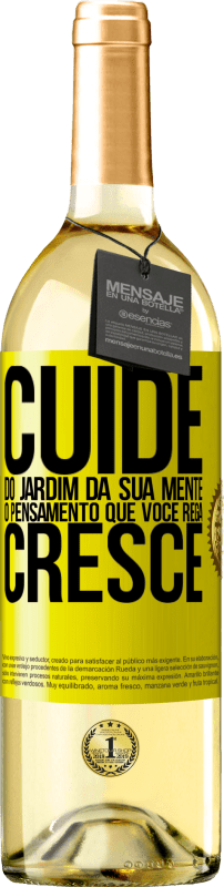 29,95 € | Vinho branco Edição WHITE Cuide do jardim da sua mente. O pensamento que você rega cresce Etiqueta Amarela. Etiqueta personalizável Vinho jovem Colheita 2025 Verdejo