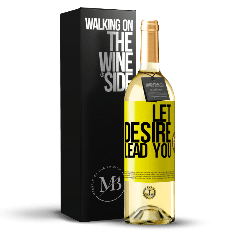 29,95 € 送料無料 | 白ワイン WHITEエディション 欲望があなたを導く 黄色のラベル. カスタマイズ可能なラベル 若いワイン 収穫 2023 Verdejo