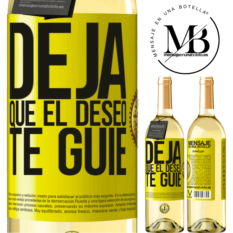 29,95 € Envío gratis | Vino Blanco Edición WHITE Deja que el deseo te guíe Etiqueta Amarilla. Etiqueta personalizable Vino joven Cosecha 2024 Verdejo
