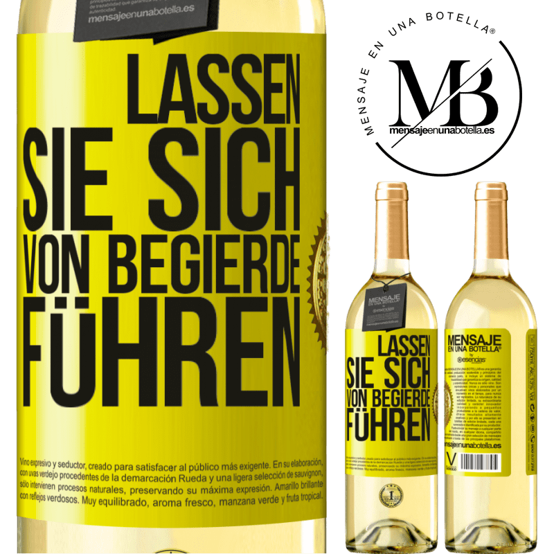 29,95 € Kostenloser Versand | Weißwein WHITE Ausgabe Lass dich von der Begierde leiten Gelbes Etikett. Anpassbares Etikett Junger Wein Ernte 2024 Verdejo