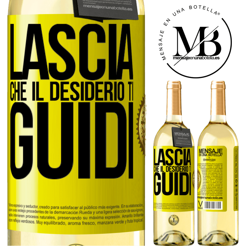 29,95 € Spedizione Gratuita | Vino bianco Edizione WHITE Lascia che il desiderio ti guidi Etichetta Gialla. Etichetta personalizzabile Vino giovane Raccogliere 2024 Verdejo