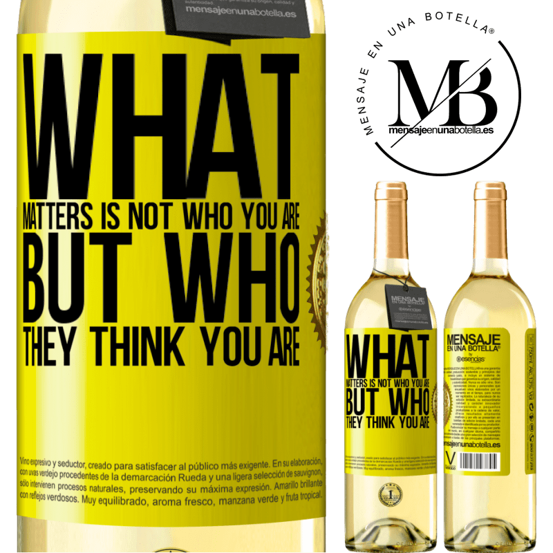 29,95 € Free Shipping | White Wine WHITE Edition What matters is not who you are, but who they think you are Yellow Label. Customizable label Young wine Harvest 2022 Verdejo