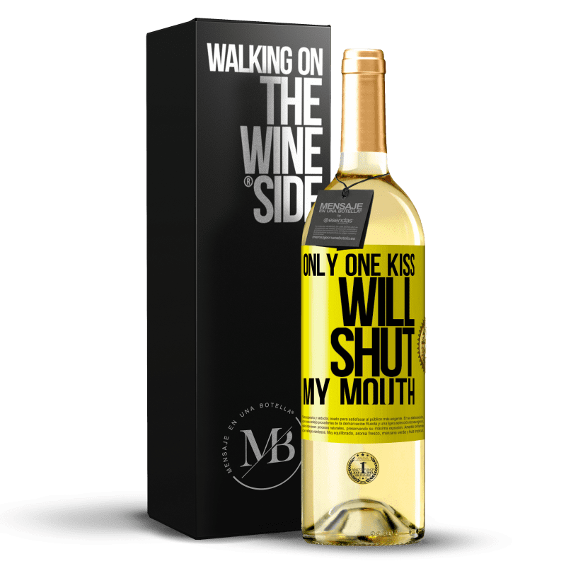29,95 € 送料無料 | 白ワイン WHITEエディション 口を閉じるのはたった1回のキス 黄色のラベル. カスタマイズ可能なラベル 若いワイン 収穫 2023 Verdejo