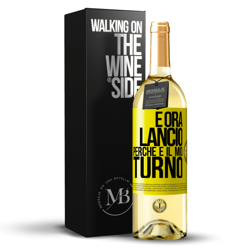 29,95 € Spedizione Gratuita | Vino bianco Edizione WHITE E ora lancio perché è il mio turno Etichetta Gialla. Etichetta personalizzabile Vino giovane Raccogliere 2024 Verdejo