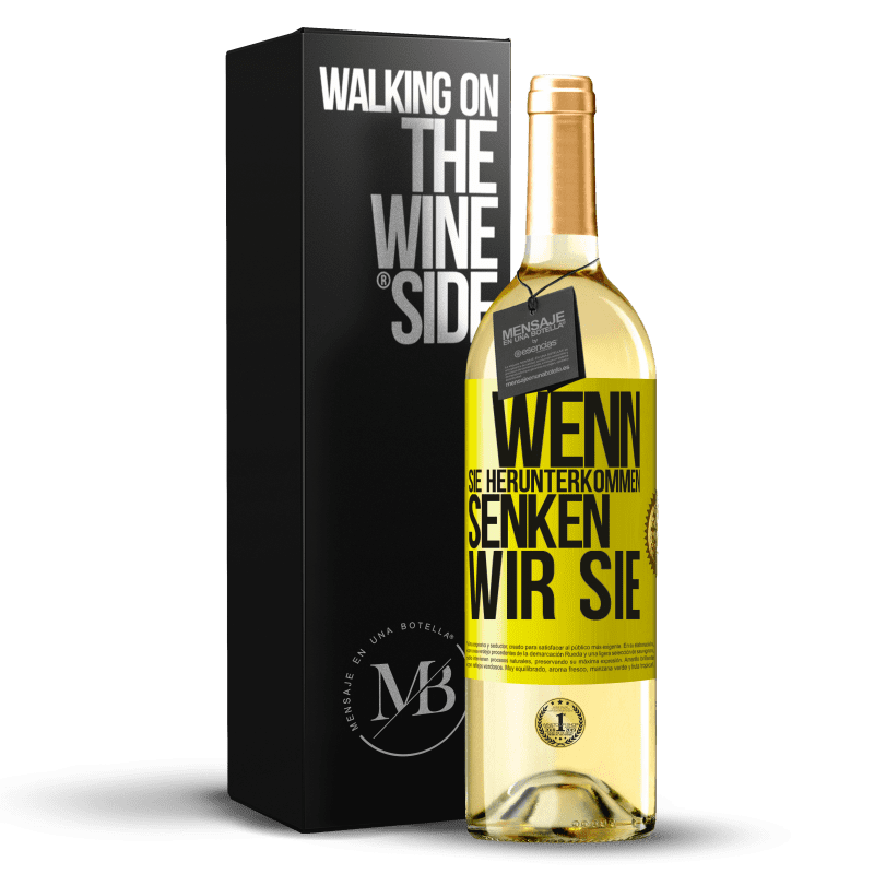 29,95 € Kostenloser Versand | Weißwein WHITE Ausgabe Wenn Sie herunterkommen, senken wir Sie Gelbes Etikett. Anpassbares Etikett Junger Wein Ernte 2023 Verdejo