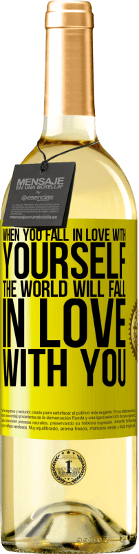 29,95 € Free Shipping | White Wine WHITE Edition When you fall in love with yourself, the world will fall in love with you Yellow Label. Customizable label Young wine Harvest 2024 Verdejo