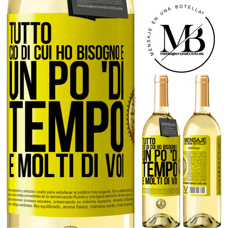 29,95 € Spedizione Gratuita | Vino bianco Edizione WHITE Tutto ciò di cui ho bisogno è un po 'di tempo e molti di voi Etichetta Gialla. Etichetta personalizzabile Vino giovane Raccogliere 2023 Verdejo