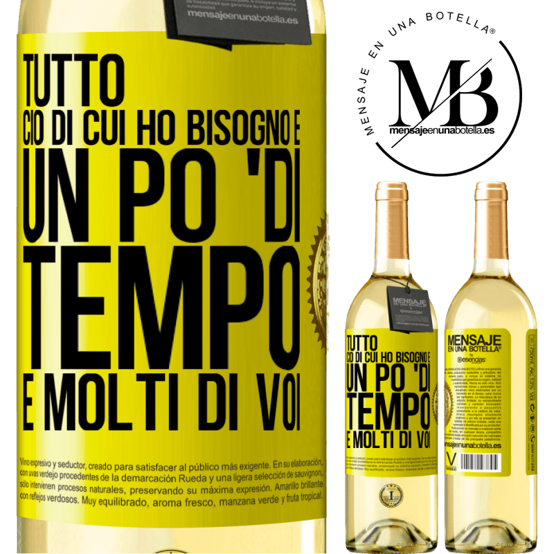 29,95 € Spedizione Gratuita | Vino bianco Edizione WHITE Tutto ciò di cui ho bisogno è un po 'di tempo e molti di voi Etichetta Gialla. Etichetta personalizzabile Vino giovane Raccogliere 2025 Verdejo