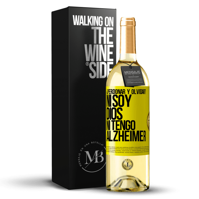 29,95 € Envío gratis | Vino Blanco Edición WHITE ¿Perdonar y olvidar? Ni soy Dios, ni tengo alzheimer Etiqueta Amarilla. Etiqueta personalizable Vino joven Cosecha 2024 Verdejo