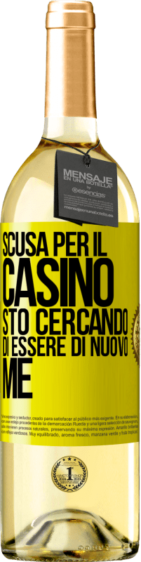 29,95 € | Vino bianco Edizione WHITE Scusa per il casino, sto cercando di essere di nuovo me Etichetta Gialla. Etichetta personalizzabile Vino giovane Raccogliere 2023 Verdejo