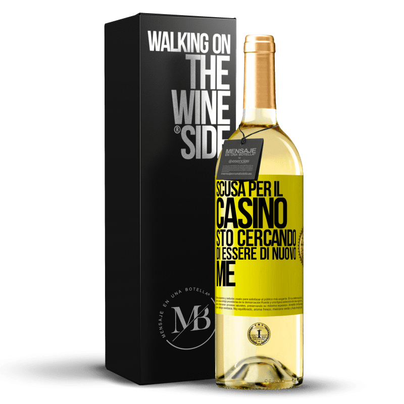 29,95 € Spedizione Gratuita | Vino bianco Edizione WHITE Scusa per il casino, sto cercando di essere di nuovo me Etichetta Gialla. Etichetta personalizzabile Vino giovane Raccogliere 2024 Verdejo