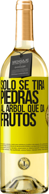 29,95 € Envío gratis | Vino Blanco Edición WHITE Sólo se tira piedras al árbol que da frutos Etiqueta Amarilla. Etiqueta personalizable Vino joven Cosecha 2025 Verdejo