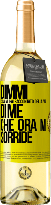 29,95 € | Vino bianco Edizione WHITE Dimmi cosa mi hai raccontato della vita di me che ora mi sorride Etichetta Gialla. Etichetta personalizzabile Vino giovane Raccogliere 2025 Verdejo