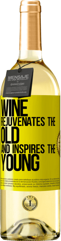 29,95 € | Белое вино Издание WHITE Вино омолаживает старое и вдохновляет молодых Желтая этикетка. Настраиваемая этикетка Молодое вино Урожай 2023 Verdejo