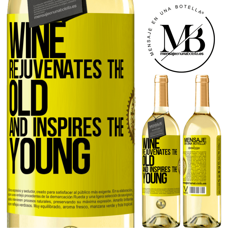 29,95 € Free Shipping | White Wine WHITE Edition Wine rejuvenates the old and inspires the young Yellow Label. Customizable label Young wine Harvest 2022 Verdejo