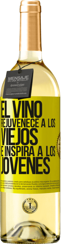 29,95 € | Vino Blanco Edición WHITE El vino rejuvenece a los viejos e inspira a los jóvenes Etiqueta Amarilla. Etiqueta personalizable Vino joven Cosecha 2023 Verdejo
