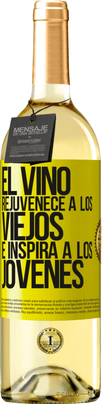 29,95 € Envío gratis | Vino Blanco Edición WHITE El vino rejuvenece a los viejos e inspira a los jóvenes Etiqueta Amarilla. Etiqueta personalizable Vino joven Cosecha 2024 Verdejo