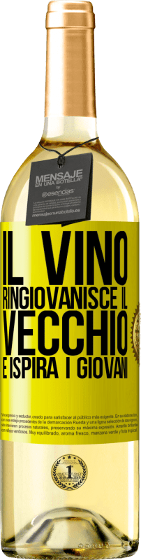 29,95 € | Vino bianco Edizione WHITE Il vino ringiovanisce il vecchio e ispira i giovani Etichetta Gialla. Etichetta personalizzabile Vino giovane Raccogliere 2023 Verdejo