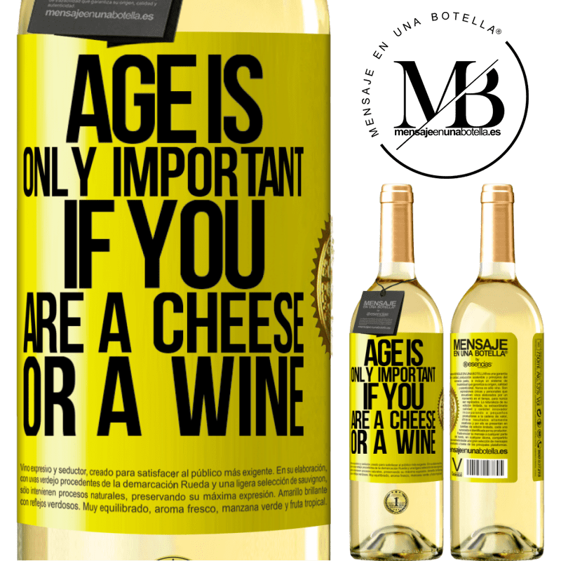 29,95 € Free Shipping | White Wine WHITE Edition Age is only important if you are a cheese or a wine Yellow Label. Customizable label Young wine Harvest 2022 Verdejo