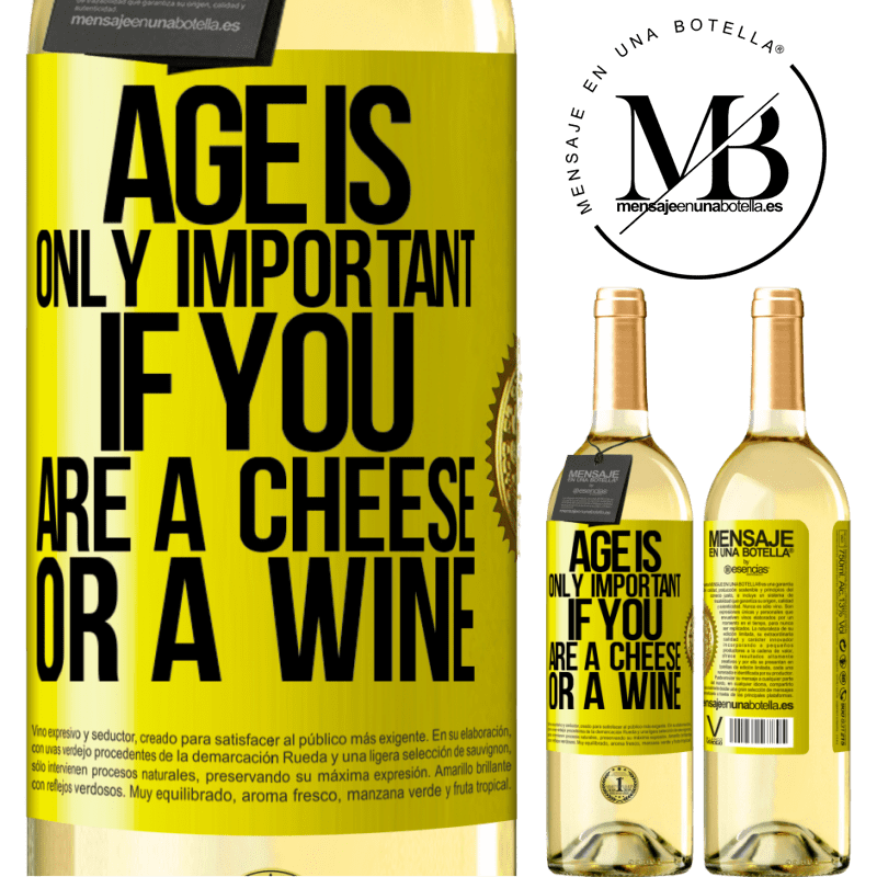 29,95 € Free Shipping | White Wine WHITE Edition Age is only important if you are a cheese or a wine Yellow Label. Customizable label Young wine Harvest 2023 Verdejo