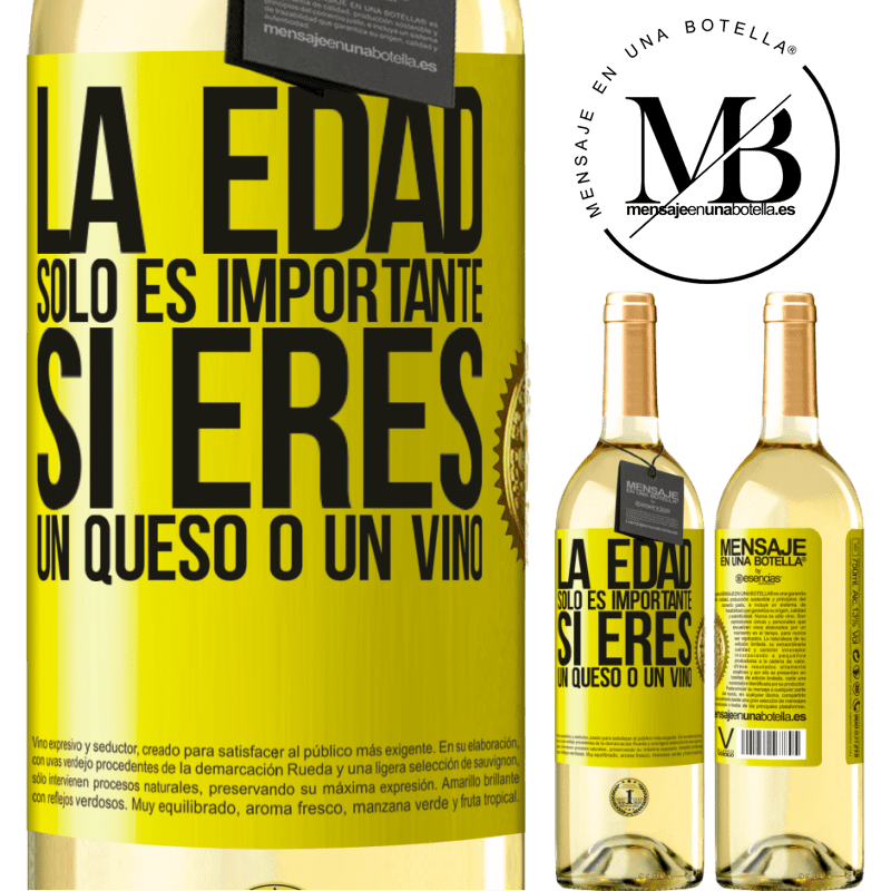 29,95 € Envoi gratuit | Vin blanc Édition WHITE L'âge n'est important que si vous êtes un fromage ou un vin Étiquette Jaune. Étiquette personnalisable Vin jeune Récolte 2022 Verdejo