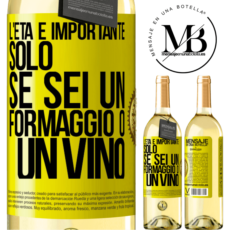 29,95 € Spedizione Gratuita | Vino bianco Edizione WHITE L'età è importante solo se sei un formaggio o un vino Etichetta Gialla. Etichetta personalizzabile Vino giovane Raccogliere 2023 Verdejo