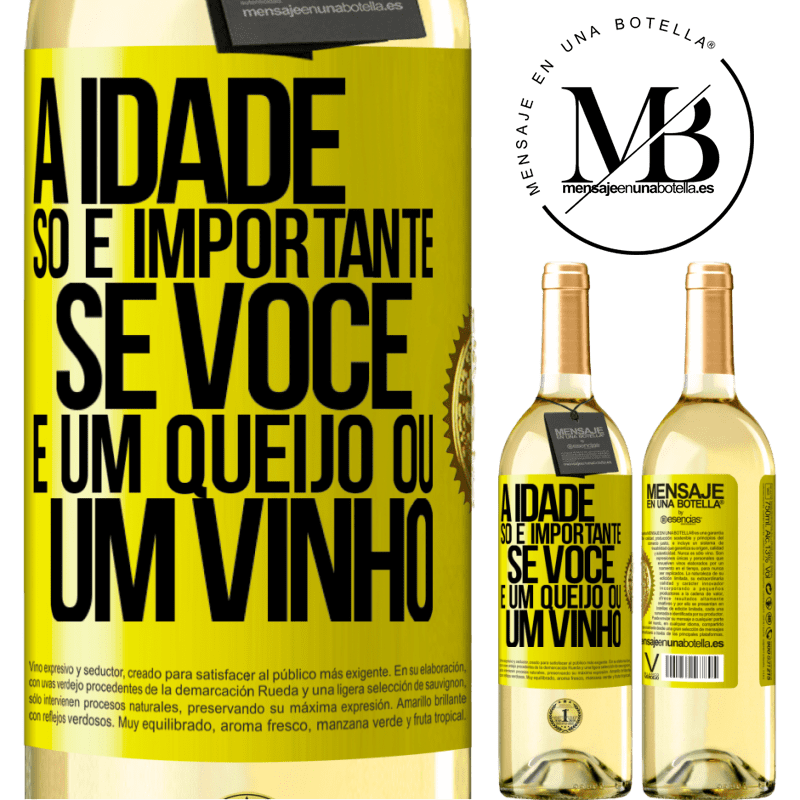 29,95 € Envio grátis | Vinho branco Edição WHITE A idade só é importante se você é um queijo ou um vinho Etiqueta Amarela. Etiqueta personalizável Vinho jovem Colheita 2023 Verdejo