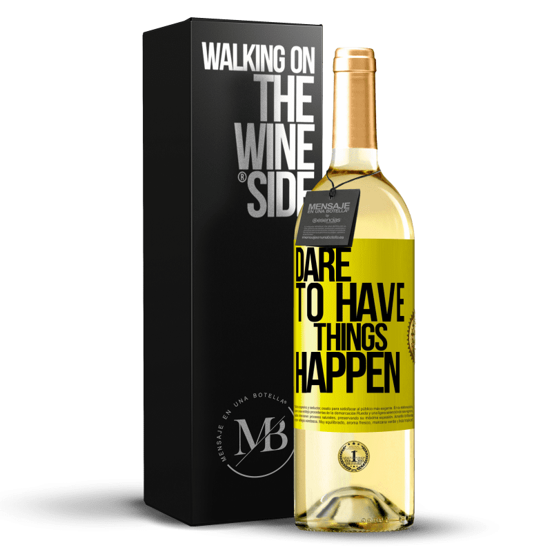 29,95 € Бесплатная доставка | Белое вино Издание WHITE Dare to have things happen Желтая этикетка. Настраиваемая этикетка Молодое вино Урожай 2023 Verdejo