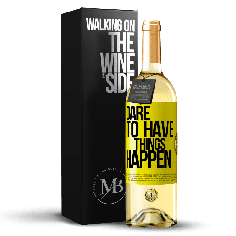 29,95 € Envío gratis | Vino Blanco Edición WHITE Dare to have things happen Etiqueta Amarilla. Etiqueta personalizable Vino joven Cosecha 2024 Verdejo