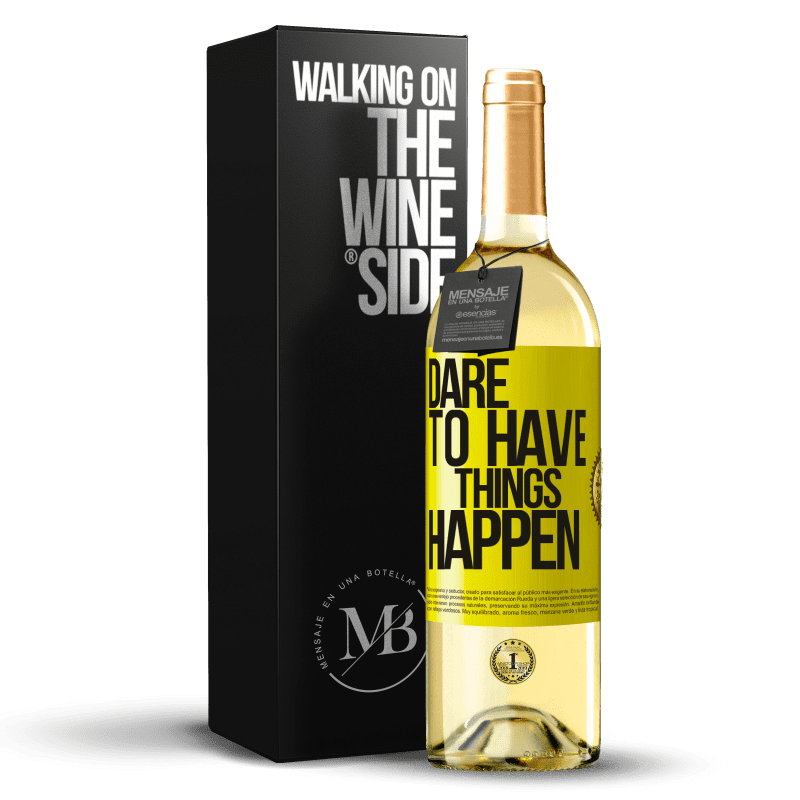 29,95 € Kostenloser Versand | Weißwein WHITE Ausgabe Dare to have things happen Gelbes Etikett. Anpassbares Etikett Junger Wein Ernte 2025 Verdejo