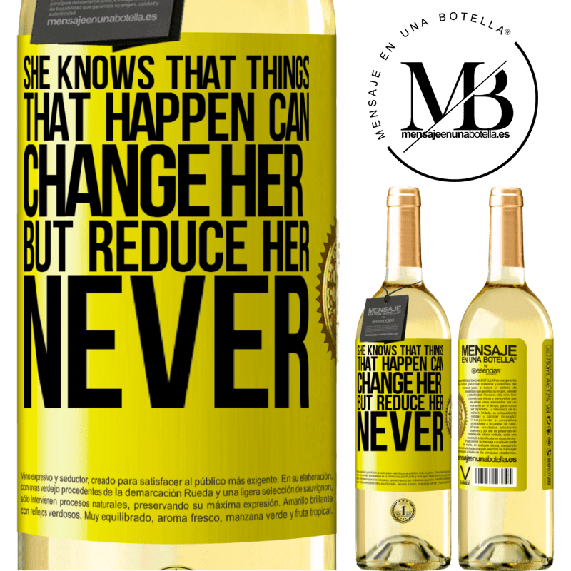 29,95 € Free Shipping | White Wine WHITE Edition She knows that things that happen can change her, but reduce her, never Yellow Label. Customizable label Young wine Harvest 2022 Verdejo