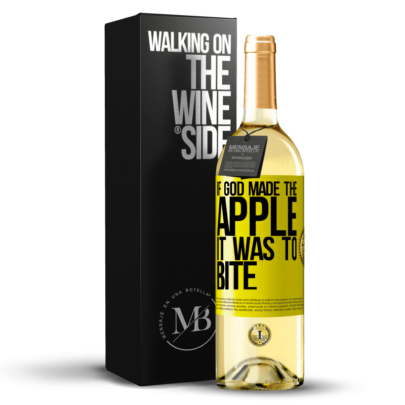 29,95 € Бесплатная доставка | Белое вино Издание WHITE Если бы Бог создал яблоко, это должно было укусить Желтая этикетка. Настраиваемая этикетка Молодое вино Урожай 2023 Verdejo