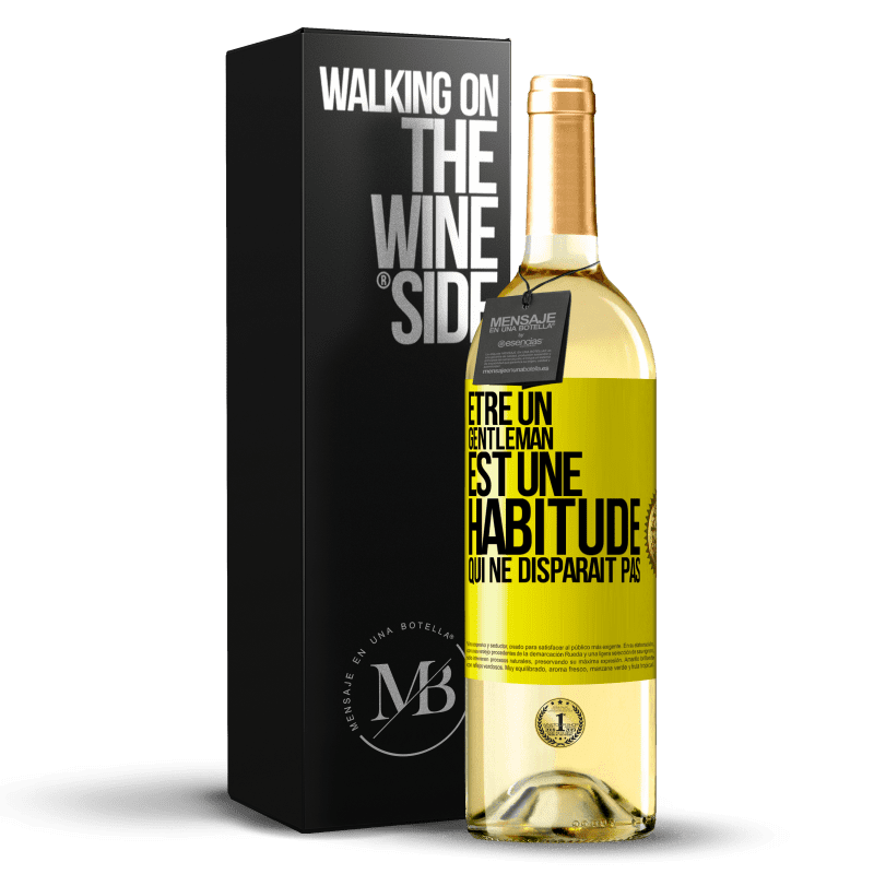 29,95 € Envoi gratuit | Vin blanc Édition WHITE Être un gentleman est une habitude qui ne disparaît pas Étiquette Jaune. Étiquette personnalisable Vin jeune Récolte 2024 Verdejo