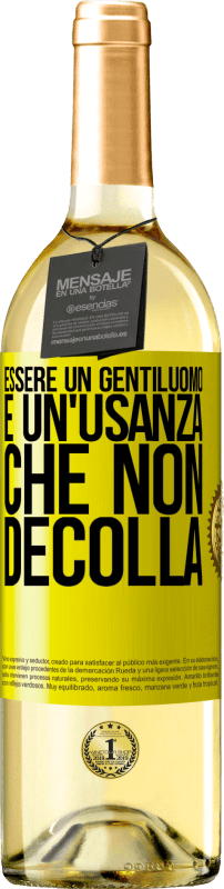 Spedizione Gratuita | Vino bianco Edizione WHITE Essere un gentiluomo è un'usanza che non decolla Etichetta Gialla. Etichetta personalizzabile Vino giovane Raccogliere 2023 Verdejo