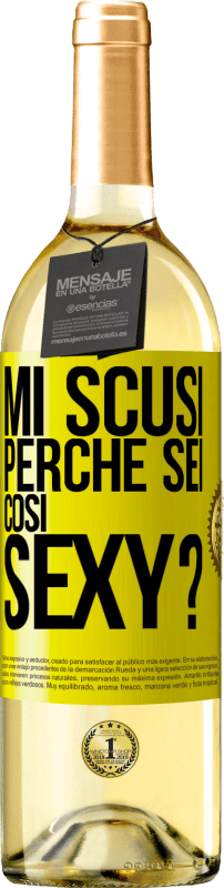 29,95 € Spedizione Gratuita | Vino bianco Edizione WHITE Mi scusi, perché sei così sexy? Etichetta Gialla. Etichetta personalizzabile Vino giovane Raccogliere 2025 Verdejo